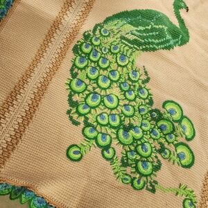 Embroidered Peacock Tapestry